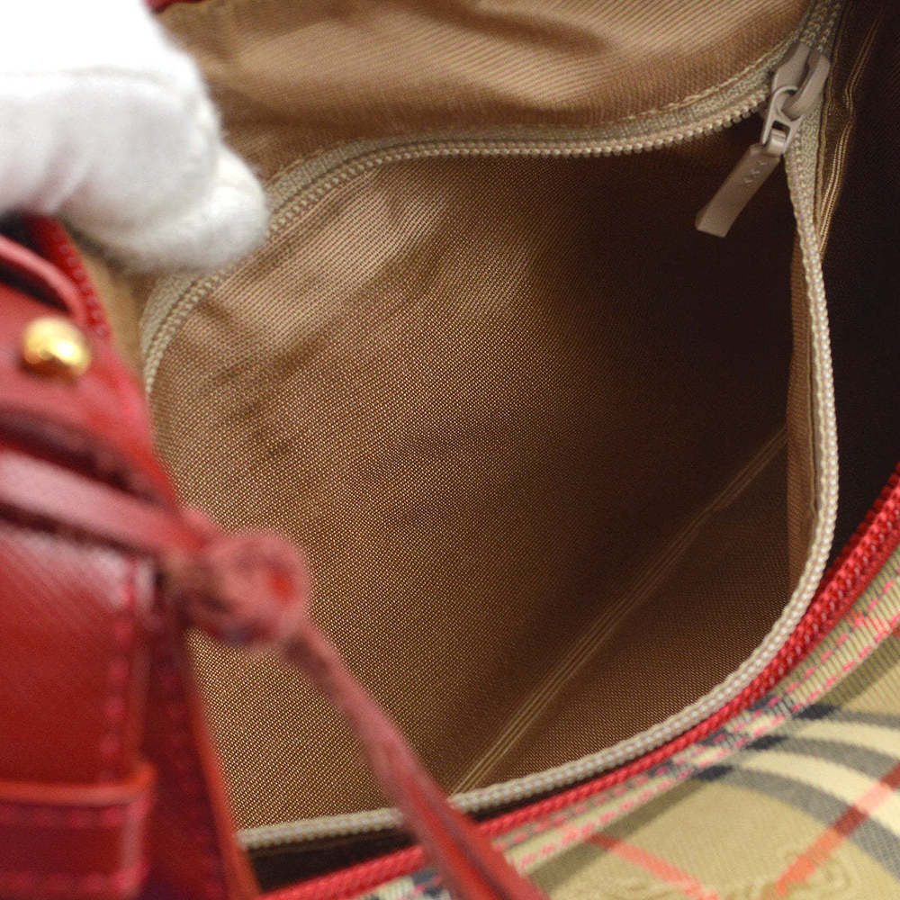 BURBERRY Red Beige House Check Handbag 172316 - Picture 10 of 10